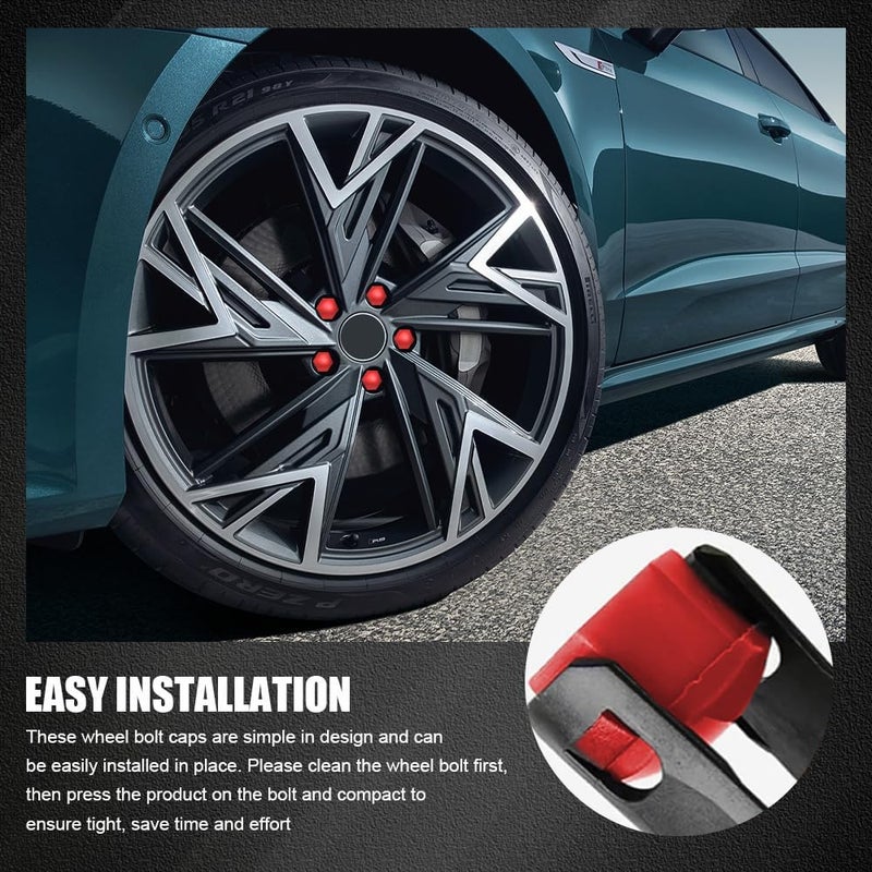 Lyxheth 20PCS Lug Nut Covers, Bolt Covers Caps, Auto Hub Screw Protector with Remover Tool, 17 mm Inner Hex Wheel Bolt Dust Caps Cover Decorative Car Accessories Universal for Most Cars (Red, 17mm) - Image 5